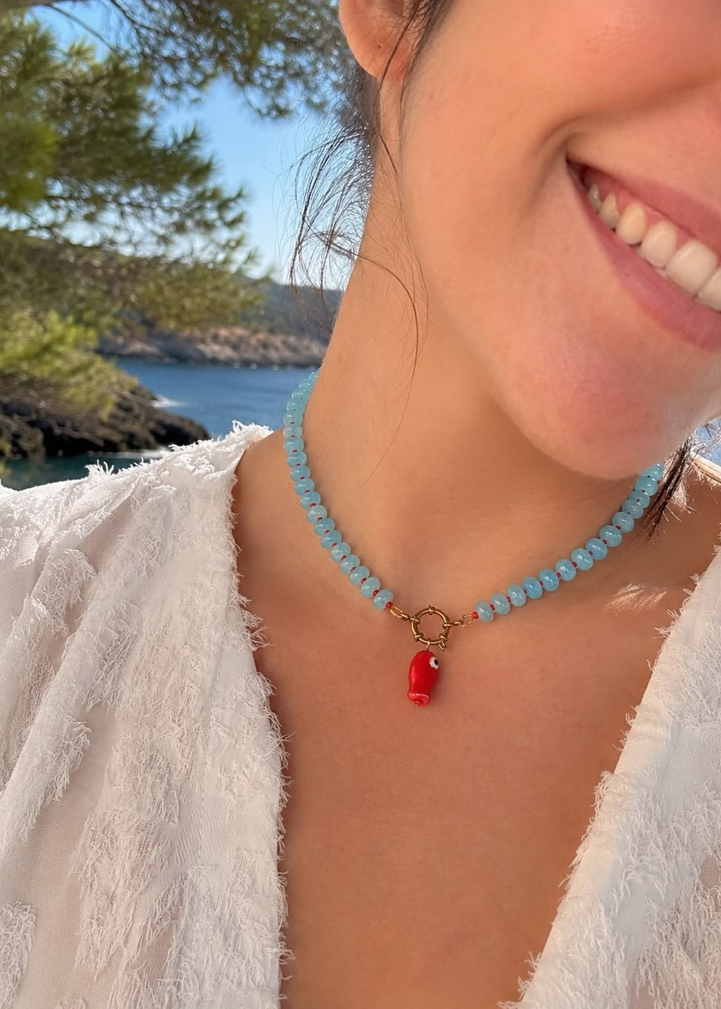 Collar Pez Azul y Rojo