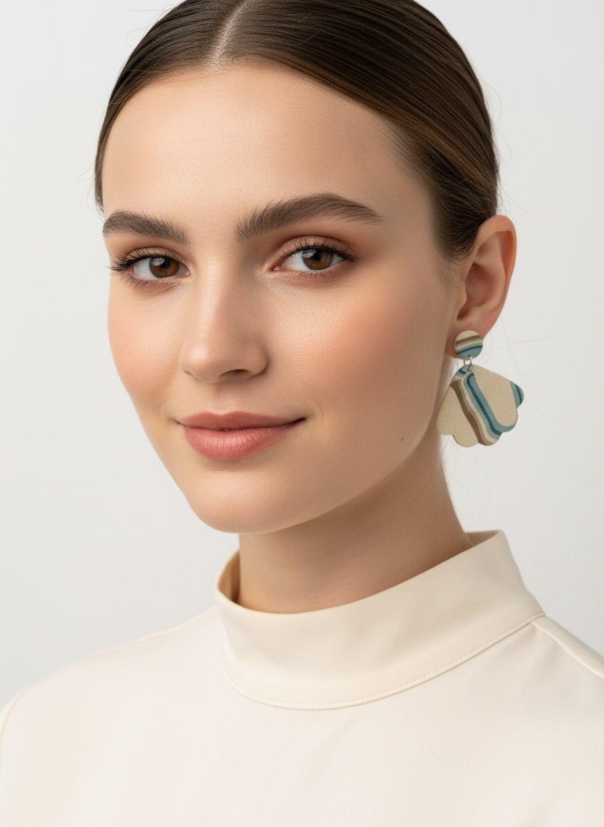 Abanicos Raya Marrón y Azul